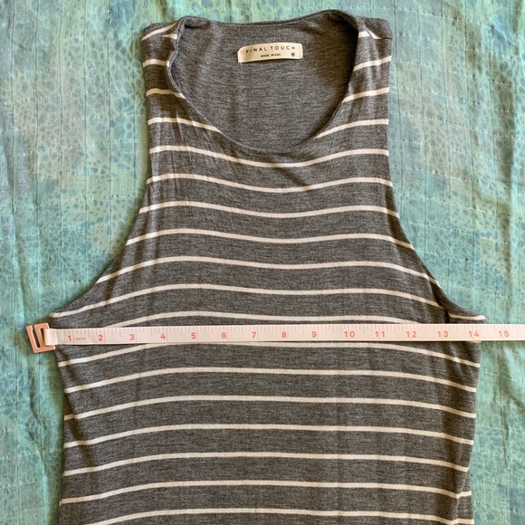 Final Touch Soft Stretchy Gray White Stripe Sleeveless Midi Dress - Size Medium - Picture 7 of 8